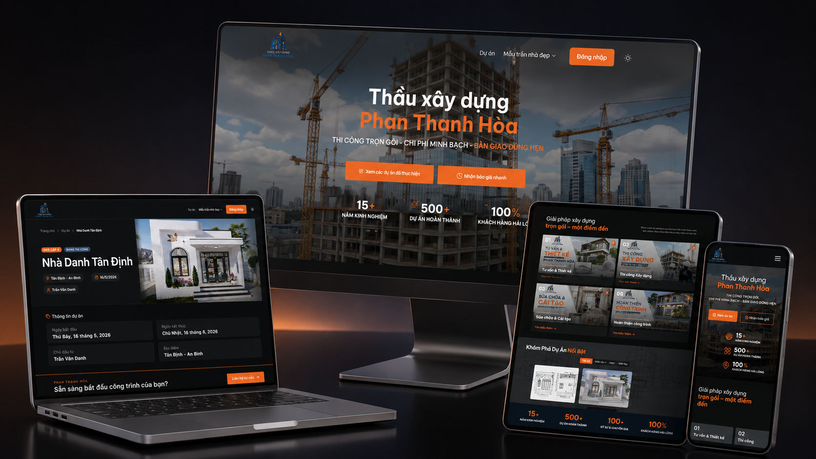 Giao diện Thầu xây dựng Phan Thanh Hòa