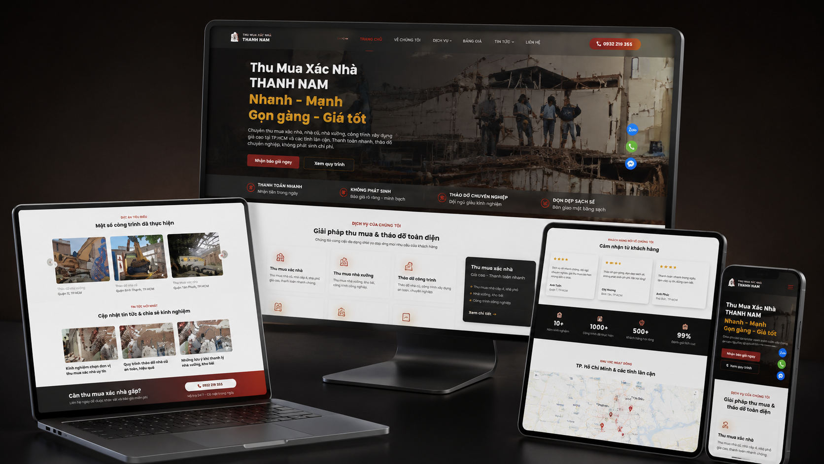 Giao diện Công ty Cơ giới Thành Nam